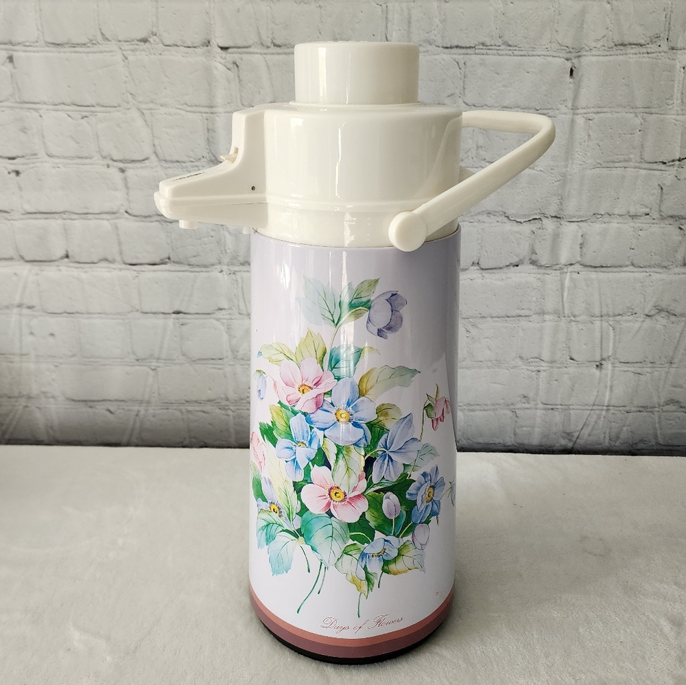 Vintage Retro Floral Thermos Insulated Drink Dispenser Hot Cold